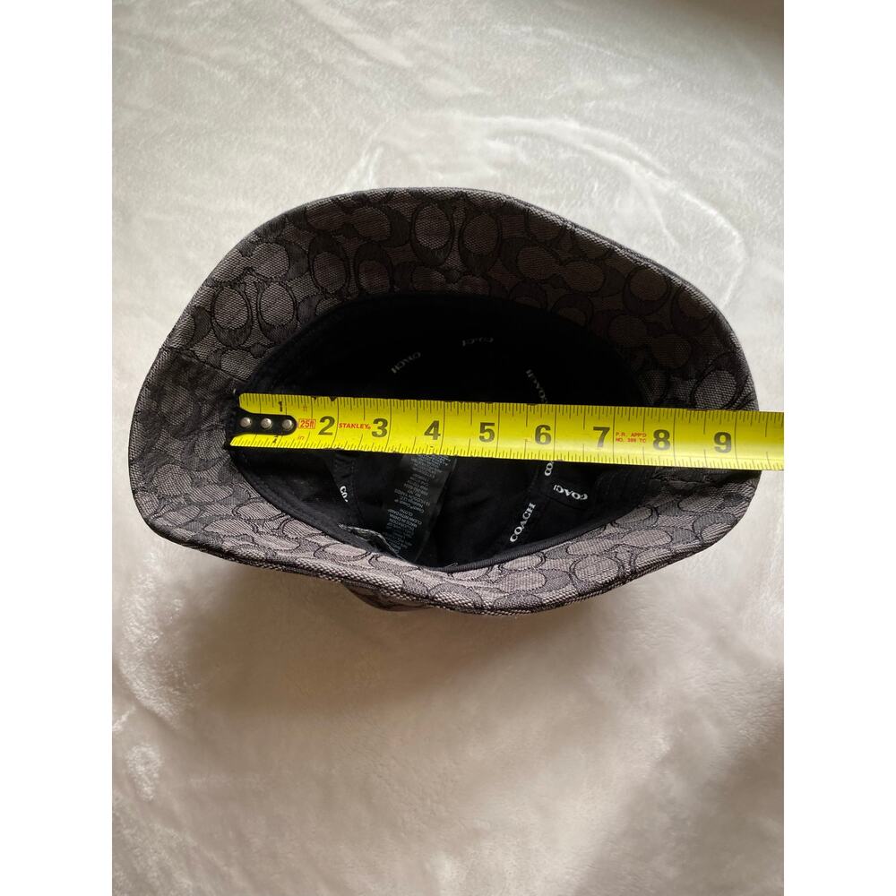 Coach Signature Jacquard Bucket Hat Black Gray C Print XS/S Retro - Picture 4 of 6